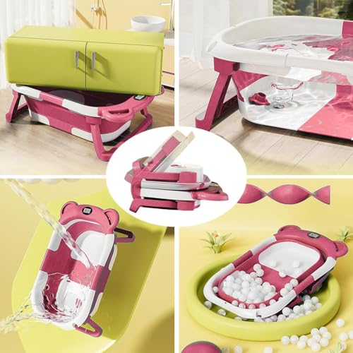 Foldable dog pet Bathtub.26.3×16.5×8.3 portable bathtub for Puppy,dog tub with thermometer and soft mat (Pink) Foldable dog pet Bathtub.26.3×16.5×8.3 portable bathtub for Puppy,dog tub with thermometer and soft mat (Pink)