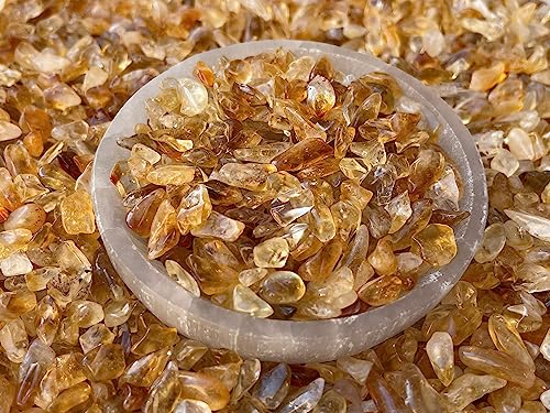 Image of GAF TREASURES 2 oz Lot Natural Citrine Semi Tumbled Gemstone Chips, Crushed Mini Crystals, Undrilled Crystal Chips (Citrine-Dark)