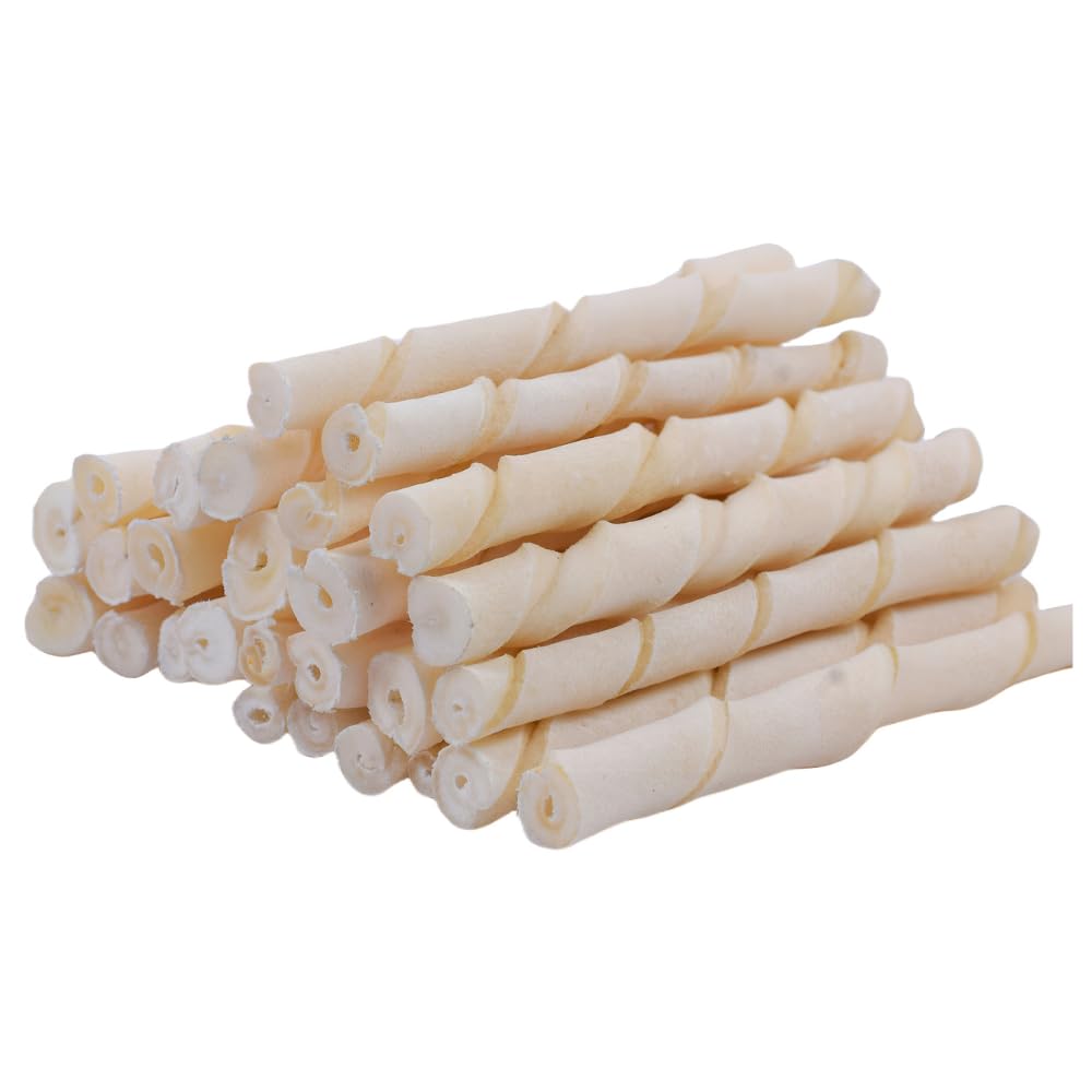N.J. CREATIONS Dog Chew Twisted Milky Rawhide Chew Sticks for Dogs (1.8 KG) 1
