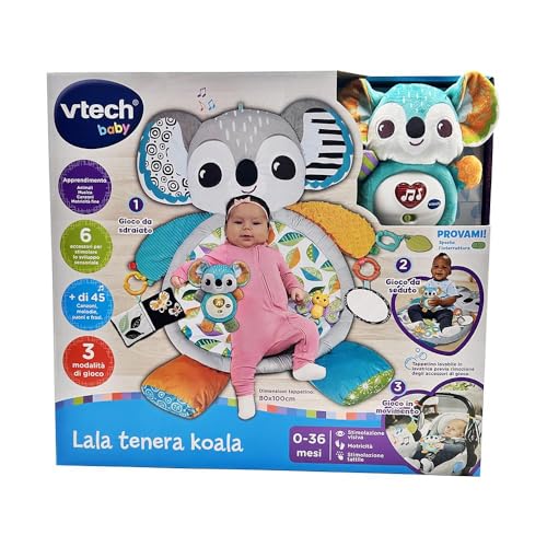Vtech Lala Tenera Koala, Tappeto Neonato Per Stimolare I Sensi, Diversi Materiali E Texture, Pulsante Luminoso Cuore, 3 Accessori, 4 Canzoni E 15 Melodie, Lingua Italiana, Batterie Incluse, 0-36 Mesi - 2