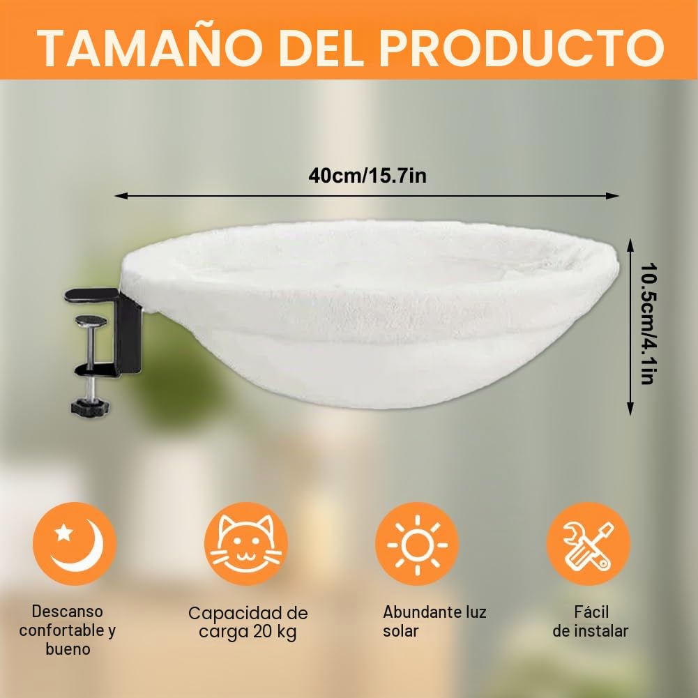 Cama para gatos para oficina, Hamaca suave, cama para gatos, lavable, hamaca para oficina en casa, 40 x 40 cm, carga máxima: 20 kg