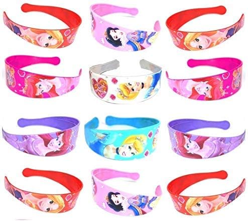 TrendsetterPrincess Full Cartoon Barbie Doll Theme Plastic Hairband for Girls (Set of 12 Pieces) Multicolour
