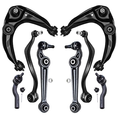 Image of Detroit Axle - 8pc Front End Control Arms Kit for 03-08 Mazda 6, Upper Lower Control Arms w /Ball Joints 2 Outer Tie Rod Ends 2003 2004 2005 2006 2007 2008 Replacement
