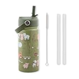 Stephen Joseph, 14oz Insulated Stainless Steel Water Bottle with Straw and Handle for Sports, Travel, and School, BPA-Free Sports Water Bottle, Farm