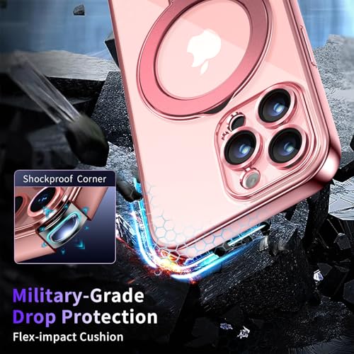 Image of Magnetic for iPhone 14 Pro Max Case with Invisible Stand[Compatible with MagSafe][Full Camera Lens Protector][Military Drop Protection] Shockproof Not Yellowing Clear Slim Soft for Women Men