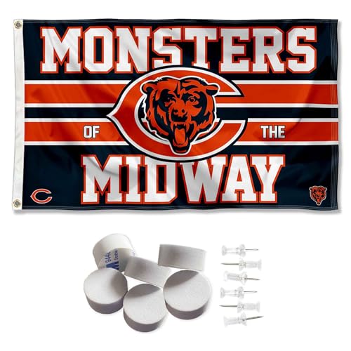 Chicago Bears Monsters Of The Midway Banner and Tapestry Wall Tack Pads