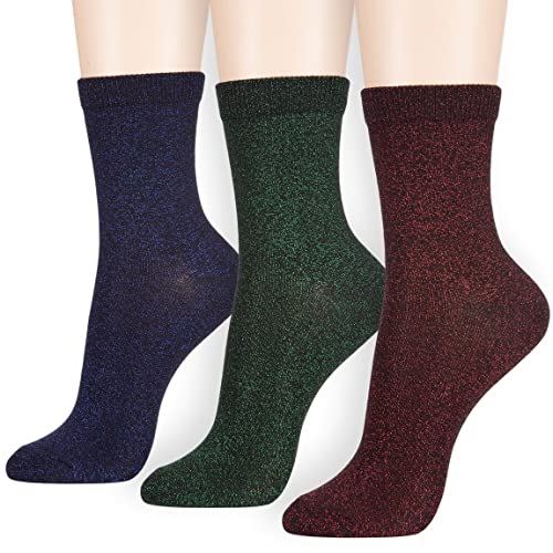 Dani's Choice Daily Fab Women's Glitter Metallic Micro Crew Quarter Socks - Perfect for Everyday Wear
