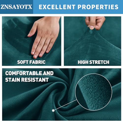 Image of ZNSAYOTX 2026 Velvet Oversized Recliner Cover 3-Piece, Luxury Plush Recliner Chair Cover with Elastic Band & Ties Stay in Place, Stretch Reclining Slipcover for Lazy Boy Soft Washable (Blackish Green)