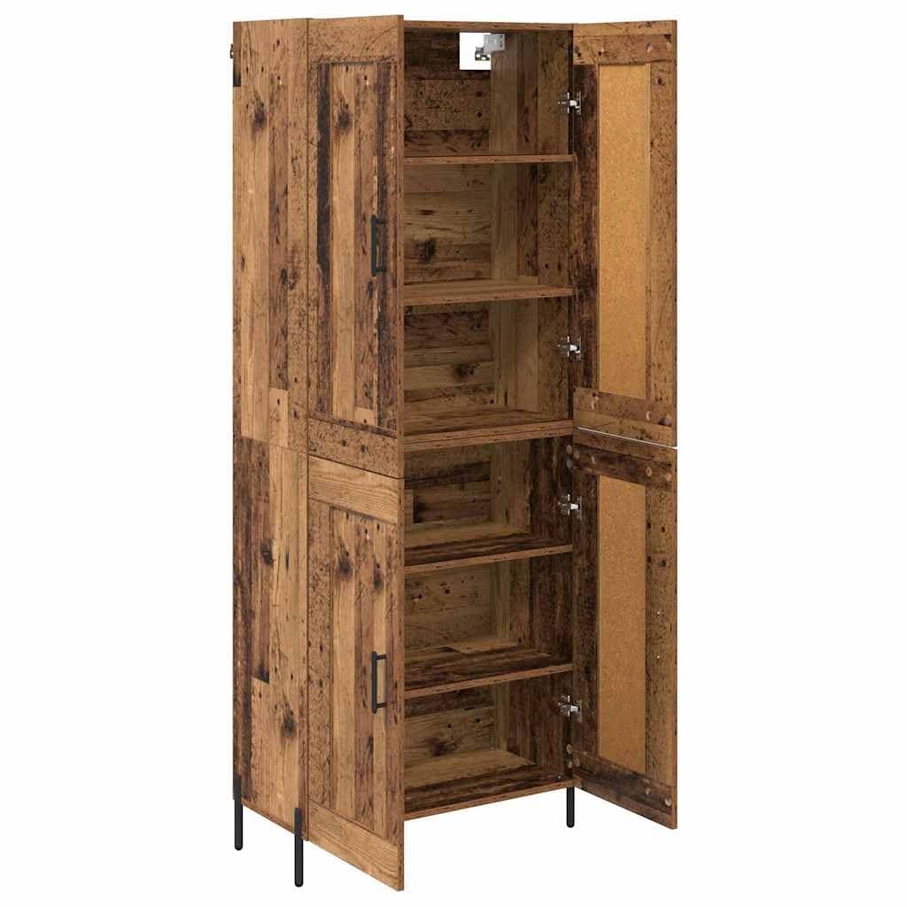 Komoda Highboard z materiału drewnopochodnego z 2-częściowego zestawu, wysokość 180 cm, 4 drzwi na zawiasach, stabilna metalowa rama, uniwersalna szafka do kuchni i salonu do przechowywania i