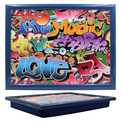 Graffiti Style Lap tray with Cushioned Bean Bag Base TV Dinner Laptop Tray