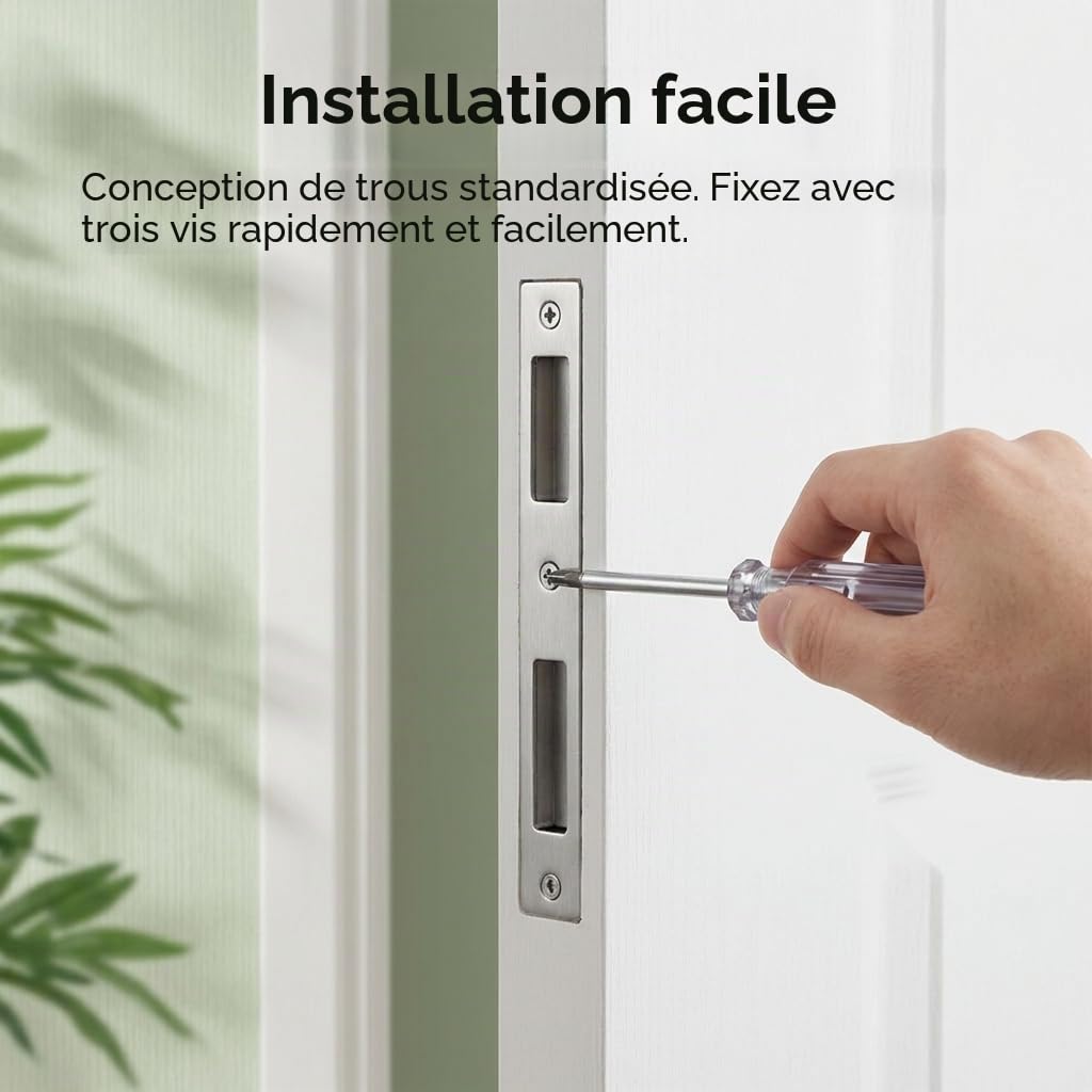 Serrure Porte Interieure et Gache de Porte 55mm Universelle 1PCS Fixation a Vis Simple Haute Resistance pour Serrure Portail Exterieur Verrou Interieure et Poignee Interieur