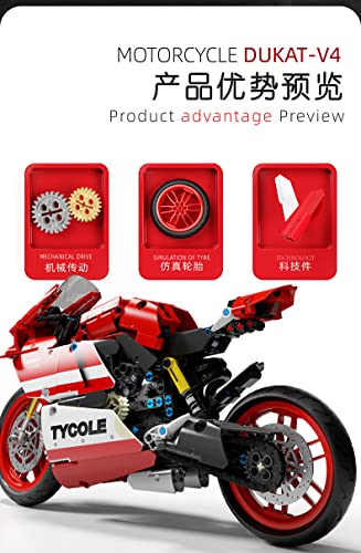 litodinogo TGL T3043 Klemmbausteine Technik klassisches Motorrad Spielzeug Bausteine Bausatz, Fahrzeug-Set… – Bild 3
