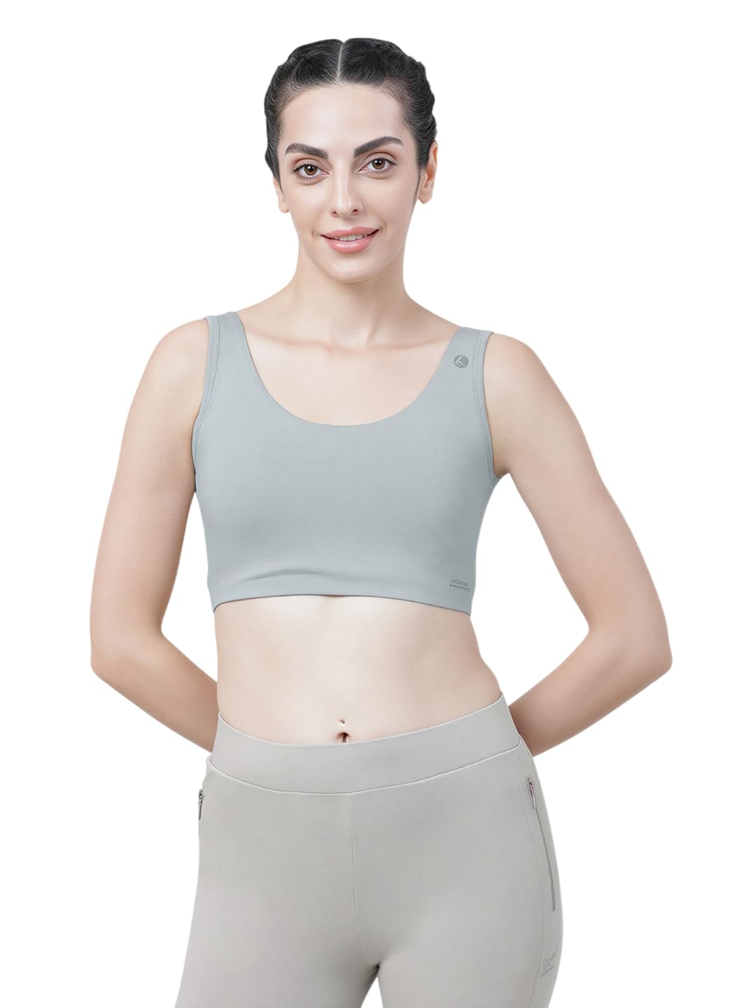 lovable sport Women's Cotton Lycra Slip-On Non-Wired Removable Cookies Grey Color Bra - Sea Side (Size-S to 2XL)-picture-36