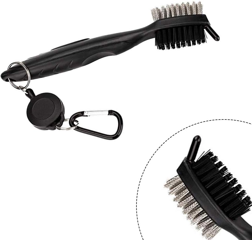 review Golf Towel Brush Tool Kit, 2 Pairs Pure Cotton Waffle Pattern Golf Towel and Club Groove Cleaner Brush, Golf Gifts Accessories Set for Golf Bags with Clip