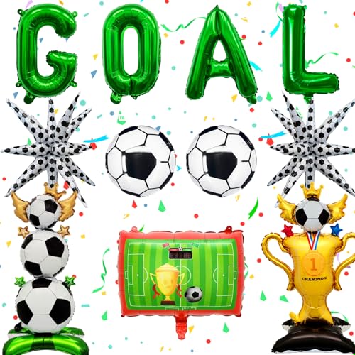 2026 nouveau Deco Foot Ballon Set, Trophée Couronne Debout, Terrain Football Epaissi, Couronne Foot Verticale Trois Ailes, Anniversaire Football Garcon, Coupe...