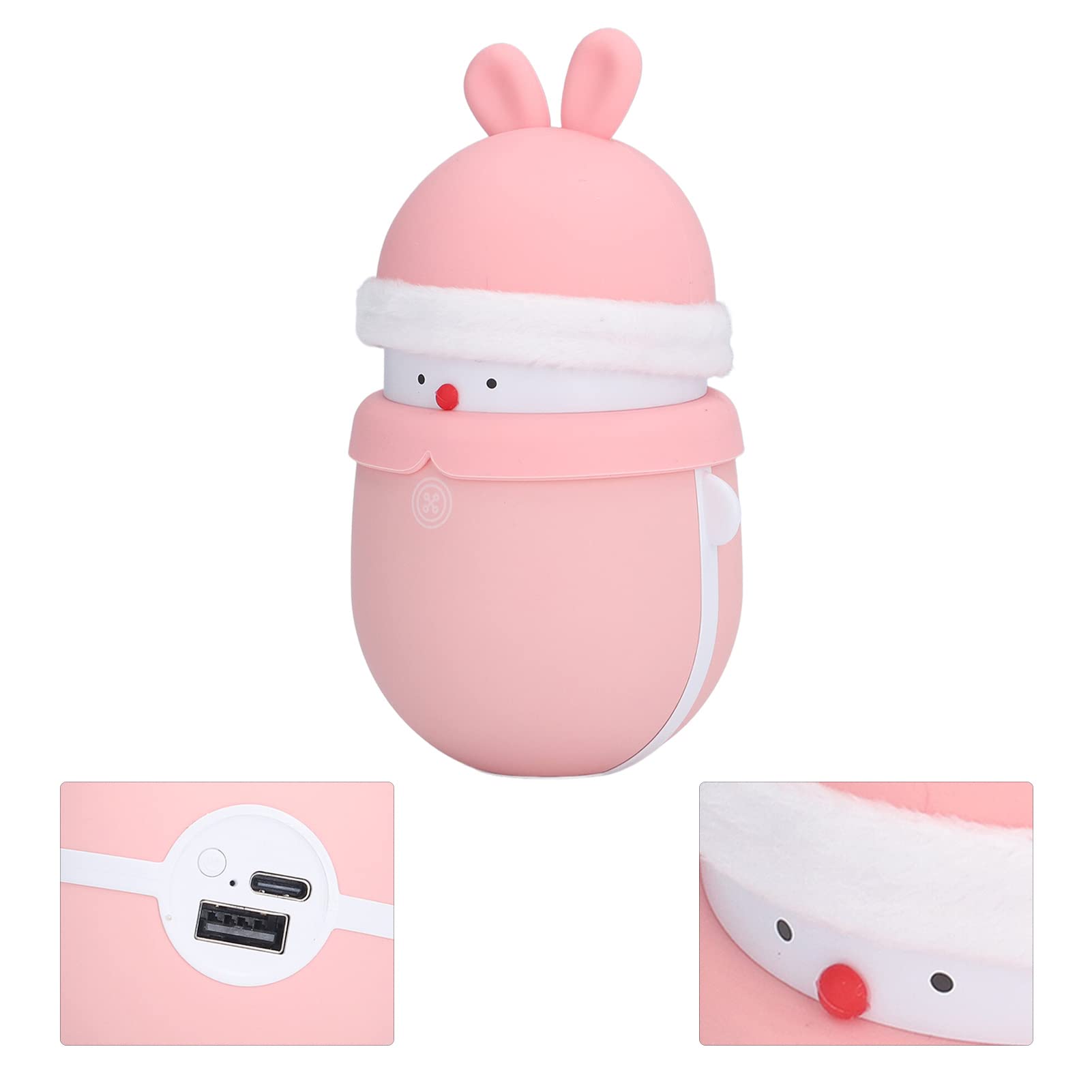 Lindo Calentador de Manos con Forma de Conejo con Dos Configuraciones de Temperatura: Pequeño Calentador de Manos Portátil y Cargador de Teléfono para Uso Mientras Viaja