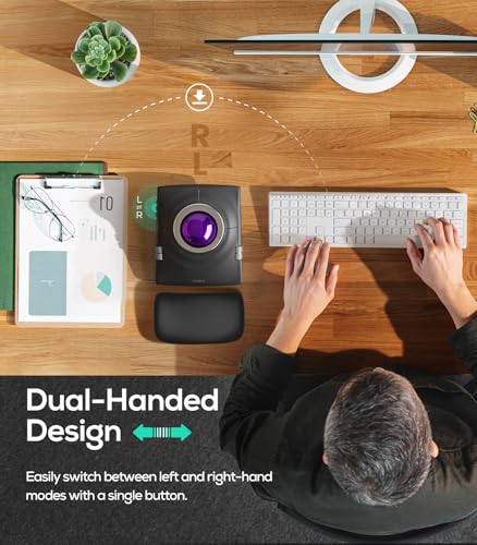 Image of Nulea Wireless Trackball Mouse Ergonomic 55mm Large Ball Ambidextrous | Rechargeable mouse with free spin scroll wheel,quiet clicks,Bluetooth USB connection,smooth tracking,PC Mac compatible-Purple