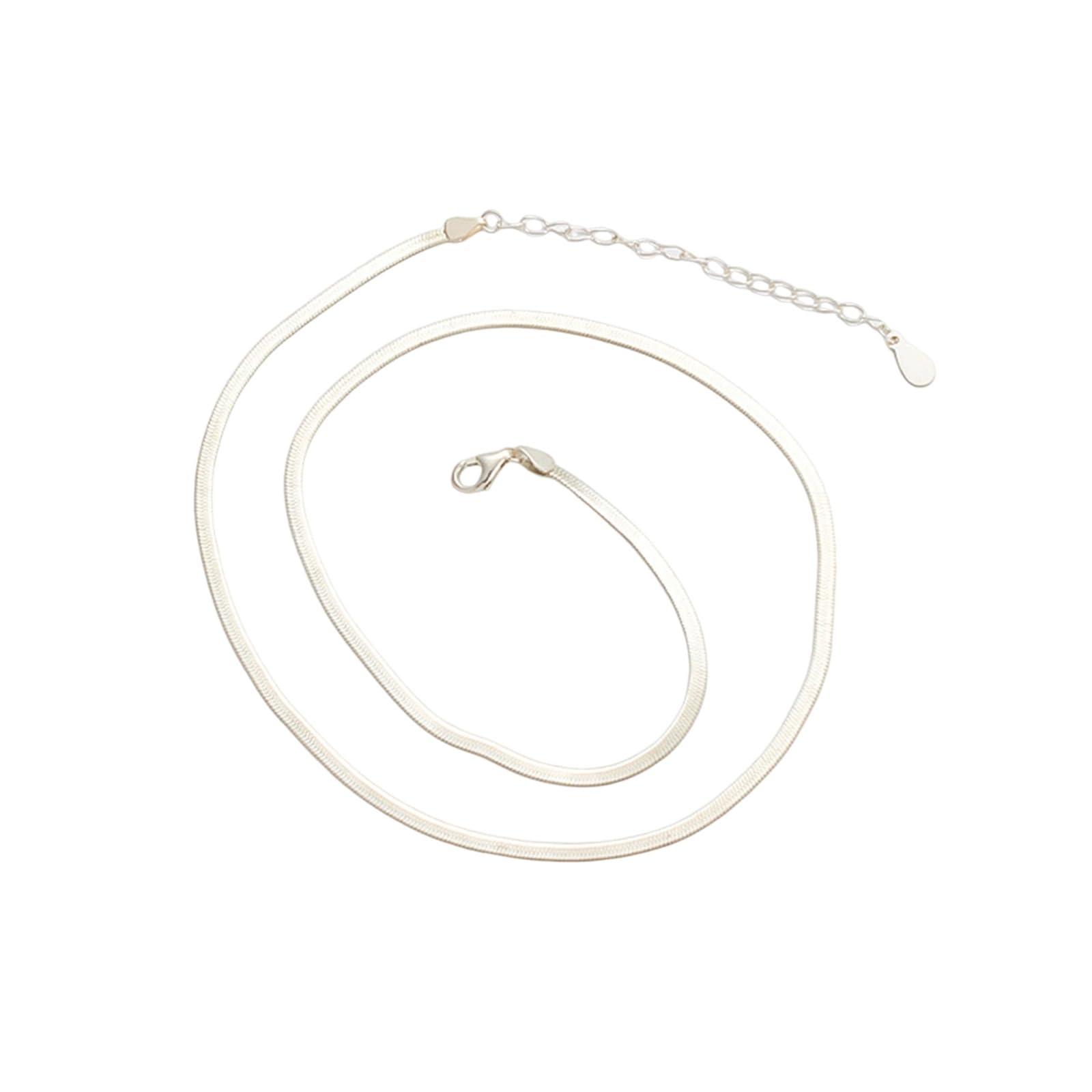 Collar de plata de ley 925, cadena de serpiente para mujer, 39 cm + 6 cm, 39CM+6CM, Plata esterlina, No es una piedra preciosa