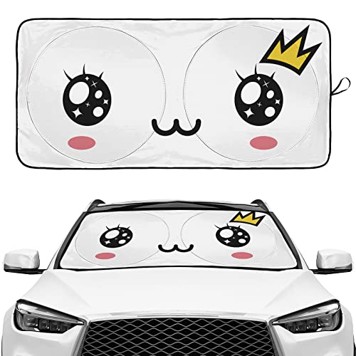 Cute Anime Kawaii Eyes Queen Windshield Sunshade for Car SUV Truck Foldable Uv Ray Reflector Front Window Sun Shade Visor Shield Cover