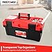 MAXPOWER Tool Box 16 inch, Plastic Small Tool Box with Latch and Removable Tray, Lockable Toolbox for Home