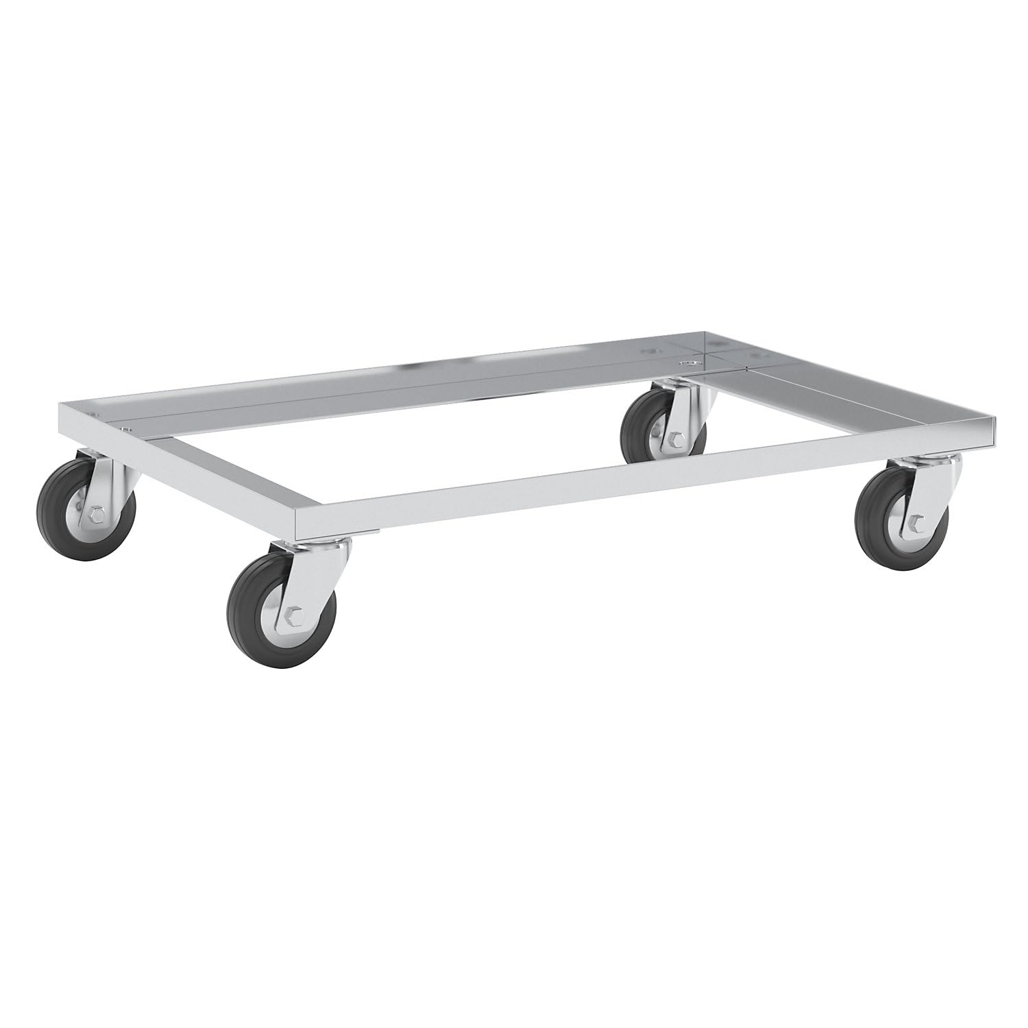 Bastidor rodante de aluminio, carga máx. 200 kg, con protección contra hilos, ruedas de polipropileno, negro. | Capacidad de carga de 200 kg, con protector de hilo, ruedas de polipropileno, color negro