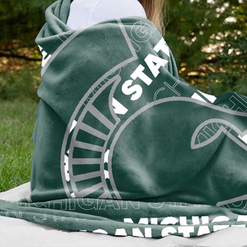 Logo Brands NCAA Michigan State Spartans Classic Throw Fleece Blanket – -50” x 60” Ultra-Soft Game Day Blanket with Bold Team Colors & Logo – Cozy College Team Bedding for Fans & Alumni by Logo Brands - Image 2