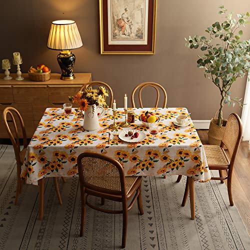 Sunflower-TableclothOrange-Floral-Table-Cloth-for-Square-TablesWaterproof-Resistant-Durable-Flower-Table-Cover-for-Kitchen-Dining-Room-54-X-54-INCH