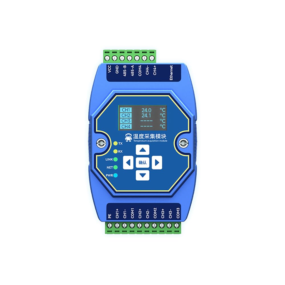 Temperature Acquisition Module 4-way PT100 RTD Ethernet RS485 with OLED Display Screen ME31-XDXX0400 Support Modbus