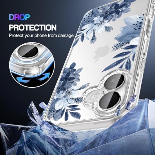 Image of Elzzi Floral Case for iPhone 17, Lavender Flower Clear Phone Case for Women Girls, Cute Aesthetic Purple Botanical Transparent Shockproof Protective Slim Cover (Lavender Grey)