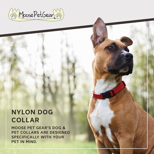 Image of Dog Collar - Colored Adjustable Pet Collars, 3 /4 Inch Wide, Medium, Light Red