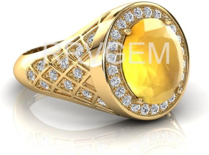 RRVGEM イエローサファイアリング 7.25 ラッティ / 5.70カラット 天然