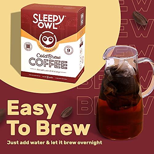 Sleepy Owl New Orleans Cold Brew Packs | 100% Arabica Coffee | Set of 3 Packs - Makes 9 Cups | 3 Step Cold Brew - No Equipment Required | No Preservatives - Image 5