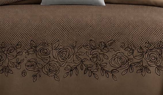 Image of DECOR2ADMIRE 300 Thread Count Cotton Floral Bedsheet Set | Soft Luxury Bed Sheet with 2 Pillow Covers | Breathable Bedding for Bedroom (Double King 90 inch x 100 inch) (Coffee Blossom)