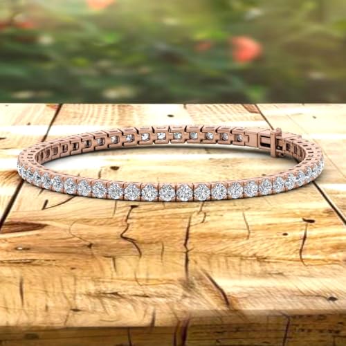 Image of 2 to 7 Carat Natural Diamond Tennis Bracelet for Women in 14K Gold (7 Inch) - IGI Certified (I1-I2 Clarity)