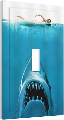 Miniatura 2 de Divertidos cubiertas de interruptor de luz de tiburón azul océano natación mujer de 1 cuadrilla, placa de pared de palanca única, placa decorativa