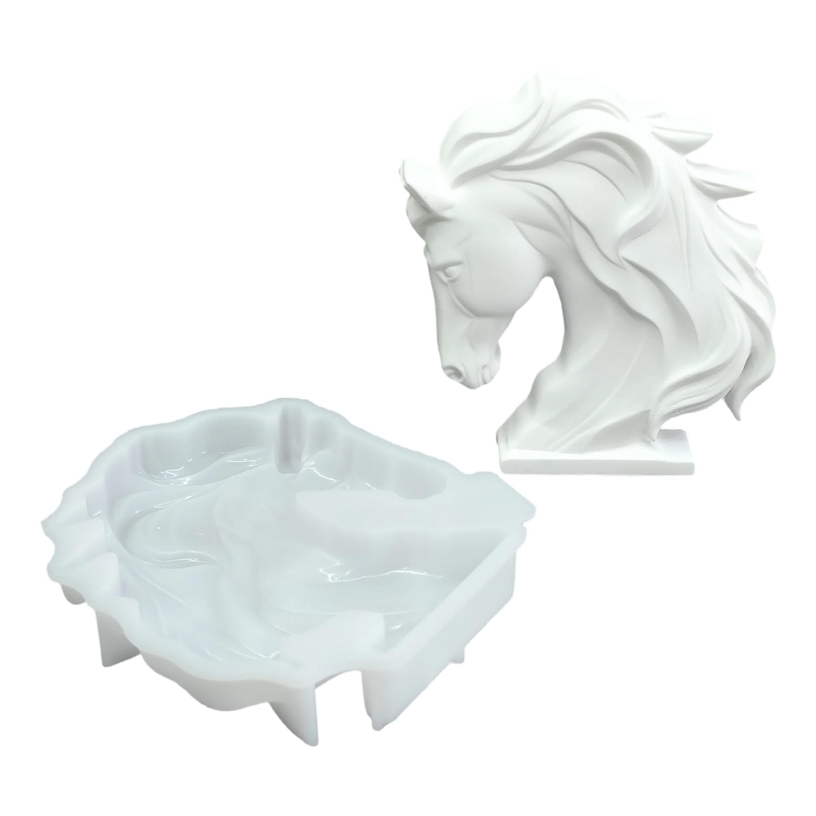 Zxfdsfdbnm Horse Head Ornament Mold Silicone Casting Mold, Detailed Mane Bust Shape for Resin Wax Plaster Cement Home Decor Projects Horse Silicone Molds for Epoxy Resin