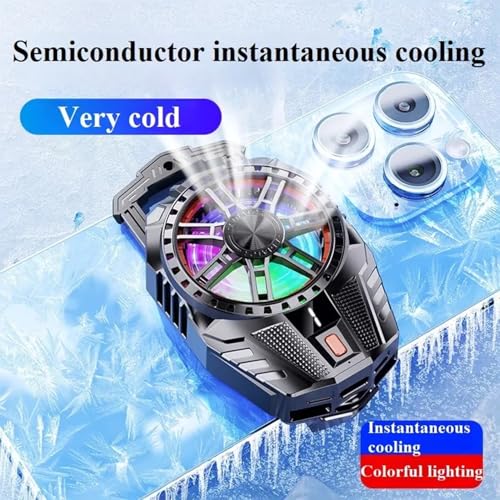 Image of Elfora Mobile Cooler | Phone Cooler | Gaming Mobile Cooler | Fast Cooling With Advanced Cooling Chip & Built-In LED Temperature Display Compatible For Android & IPhones | Black, 20x20x4 Cm