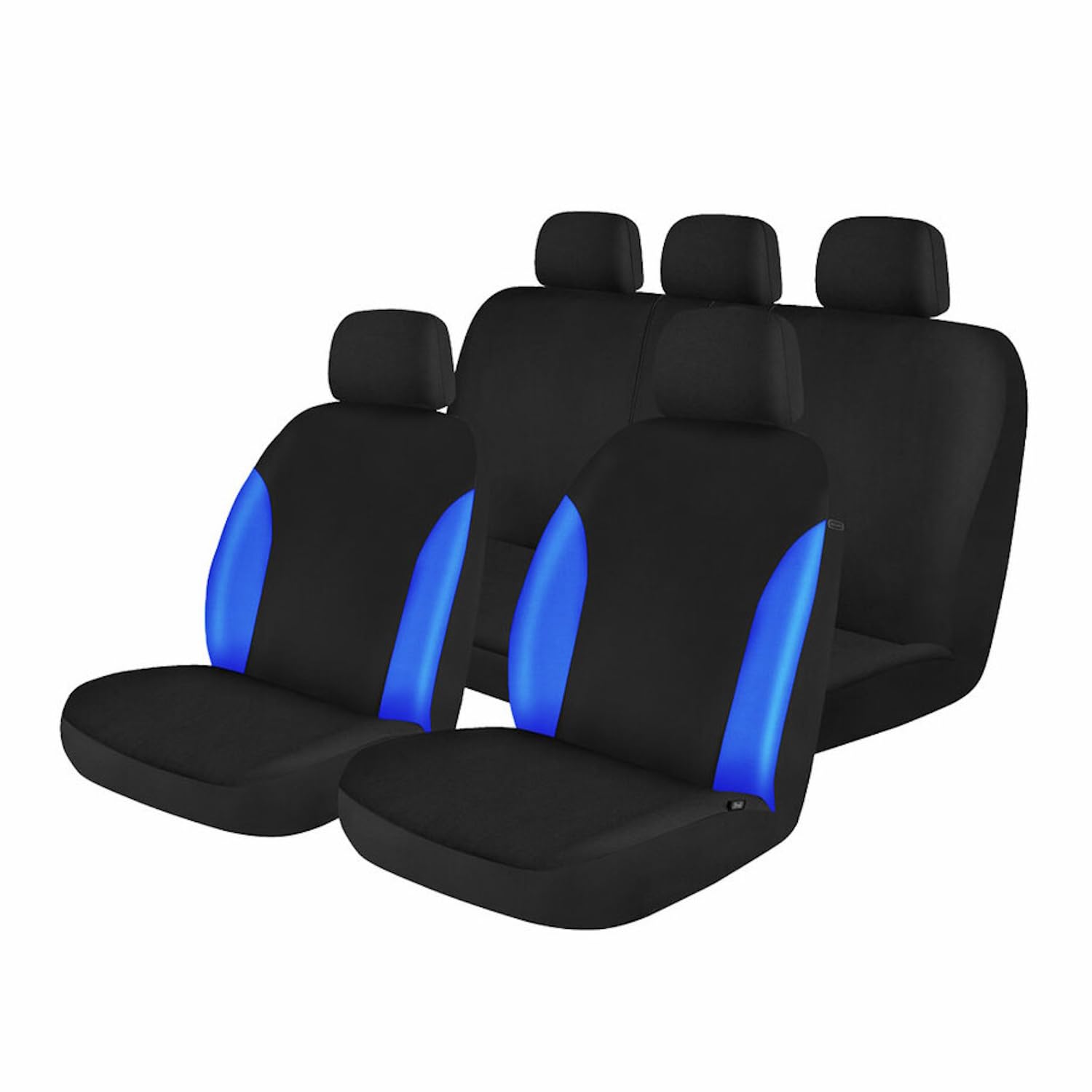 Norris Set Coprisedili Auto Universali XL, Completi Anteriore e Posteriore in Tessuto Traspirante Air Mesh, Protezione Sedile con Sistema Synk Airbag, Schienale Divisibile, Nero/Blu
