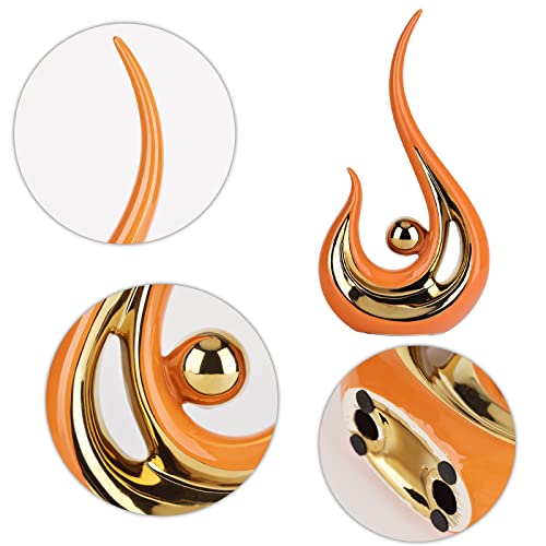 Dovdov Modern Art Abstract Statues, Ceramic Statues, Orange And Gold Home Decor, For Living Room Coffee Table Decor, Home Office, Bedroom Decor, Dining Table Decor And Accessories #TOP6