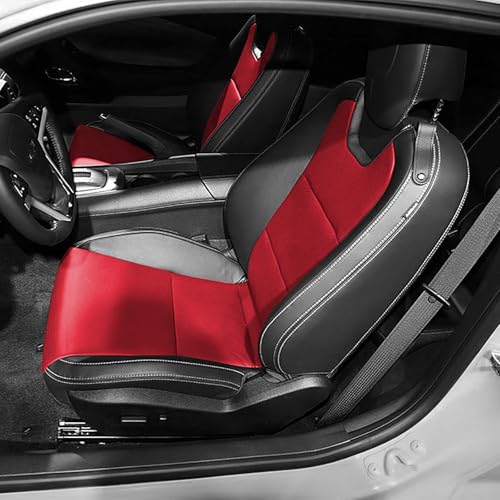 Cosgood Seat Cover for 2010-2015 5th Gen Camaro Coupe LT LS RS SS Custom Fit Interior Upholstery Faux Leather Seat Covers