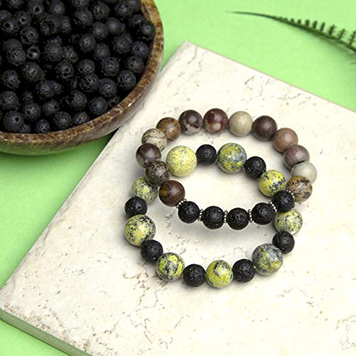 Cousin Diy Natural Black Lava Stone Loose Round 8Mm Aromatherapy Beads For Essential Oils And Diy Jewelry Making #TOP2