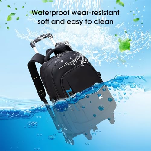 Image of Climberty School Bag for Boys Girls Durable Burden Relief School Trolley Bag with Detachable Wheel Stand and 6 Wheels Large Waterproof travel Trolley School Bags School Backpack Gift for Boys, Girls