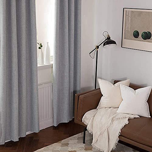 MIULEE Verdunklungsvorhänge mit Ösen Leinenoptik Hellgrau 2er 260x140cm – Ansicht 6