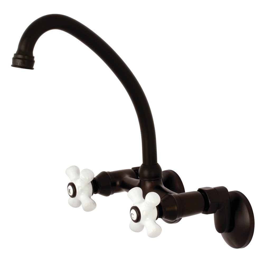 Kingston Brass KS614ORB Kingston - Grifo de cocina con soporte de pared central ajustable, 15,2 cm, bronce aceitado