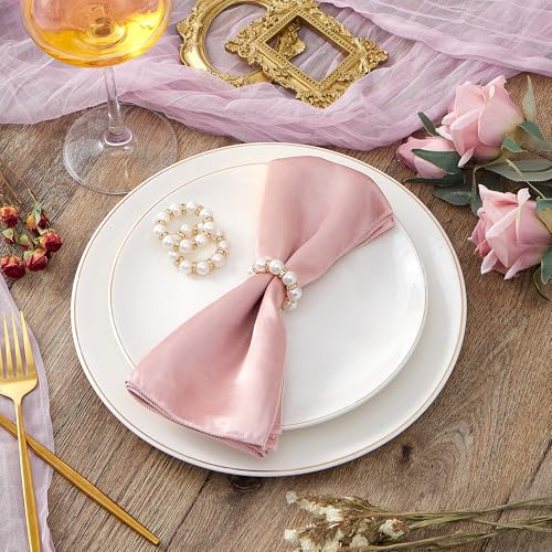APTWOW 50Pcs Pearl Gold Napkin Rings, Disposable Wedding Table Decor - Image 3