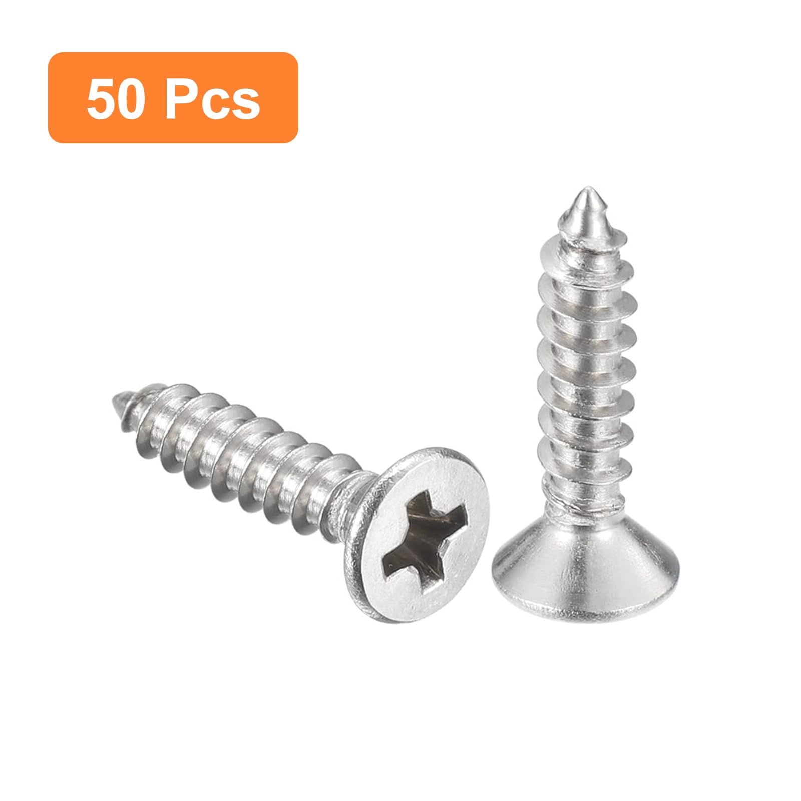 TA-VIGOR 50Pcs Self Tapping Screws, #4x1/2" Phillips Flat Head Screw, Countersunk Cross Head Tapping Screws - Image 3