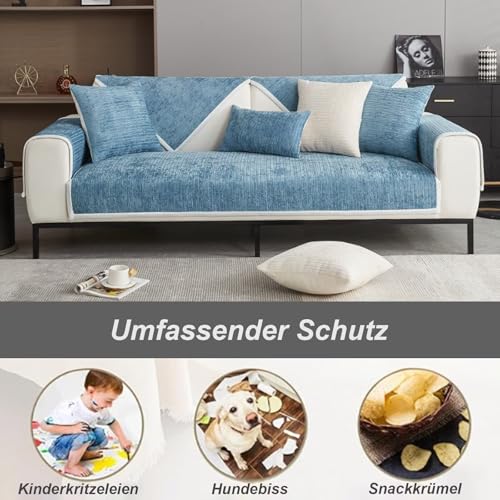 Bettschlange Sofa Überzug, Couch Überzug L Form 1/2/3/4 Sitzer, Sofa Cover Sofabezug Ecksofa rutschfeste Sofaschoner… – Ansicht 3