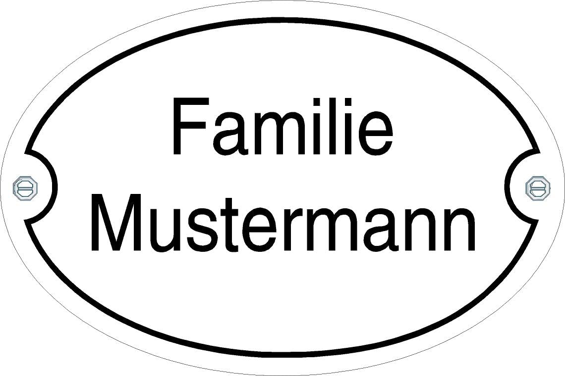 Türschild - Format 120 x 80 mm - Familienname - Emaille - Keramik - Wetterfest. Farben: Blau Grün Anthrazit Dunkelblau Weiß - Wunschtext. J.Pfaffenzeller