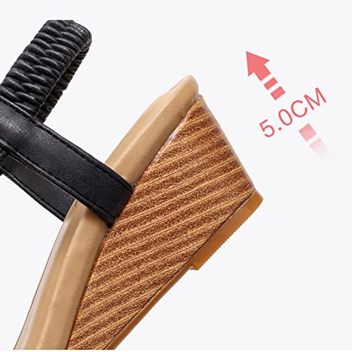 Women Casual Summe Sandals Thick sole sloping heel middle heel sandals Women's sandals Summer retro casual women's shoes Open Toe Sandals3