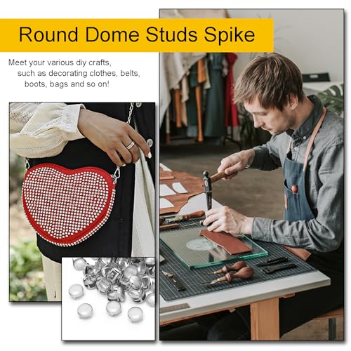 image for CooBigo 200pcs 12mm Round Dome Rivets Spike Studs Spots Nailhead Punk 